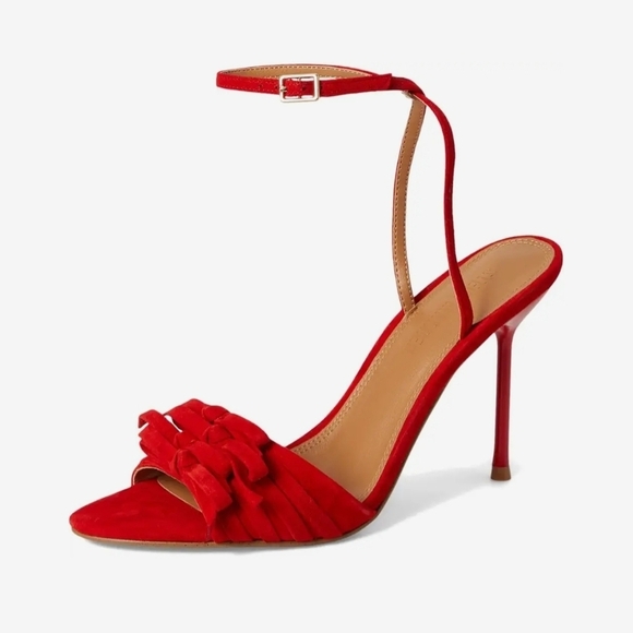 ❤️🔹️Steve Madden🔹️ Porsha Red Suede Ankle Strap Heels - Picture 6 of 6